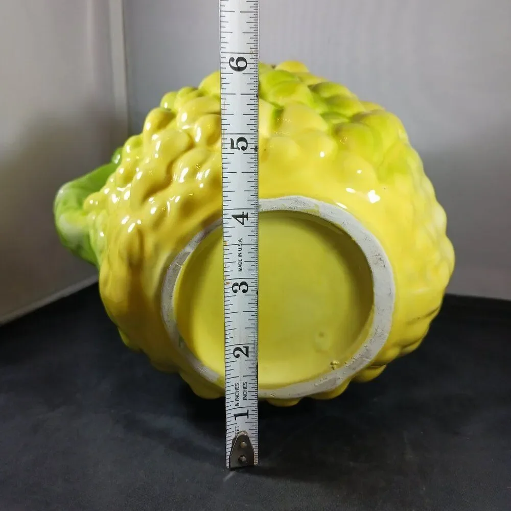 Vintage  Majolica Style Yellow and Green Ceramic Grape Pitcher